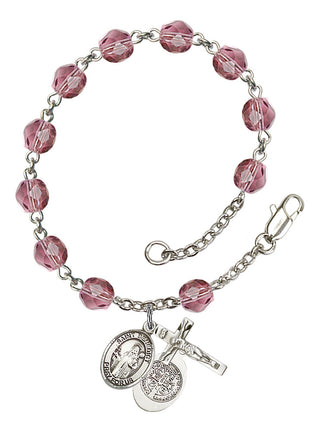 RB6000-9008 St. Benedict Rosary Bracelet, Available in 12 Colors