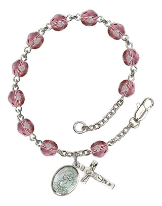 RB6000-9022E St. Christopher Rosary Bracelet, Available in 12 Colors