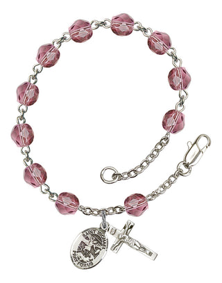 RB6000-9076 St. Michael the Archangel Rosary Bracelet, Available in 12 Colors