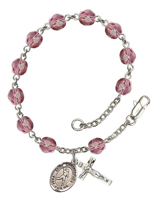 RB6000-9151 St. Christopher/Football Rosary Bracelet, Available in 12 Colors