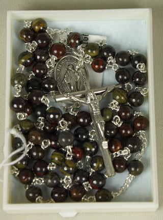 RGS041 6MM Tiger Eye Iron Rosary