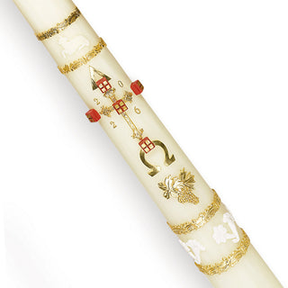 Fully Ornamented Paschal Candle - 51% Beeswax - Gold - ROOT-PASCHAL-#5