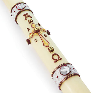 Lamb of God Paschal Candle - 51% Beeswax - Burgundy - ROOT-PASCHAL-#68