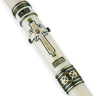 Eternal Covenant Paschal Candle - 51% Beeswax - Dark Green - ROOT-PASCHAL-#70