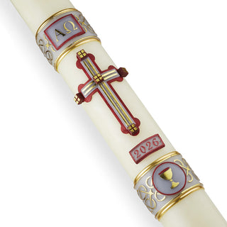 Sanguis Christi Paschal Candle - 51% Beeswax - Red - ROOT-PASCHAL-#71