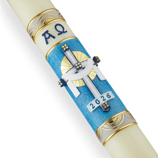 Sovereign Providence Paschal Candle - 51% Beeswax - Blue - ROOT-PASCHAL-#72