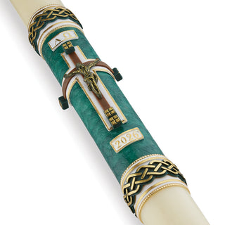 Blessed Assurance Paschal Candle - 51% Beeswax - Dark Green - ROOT-PASCHAL-#73