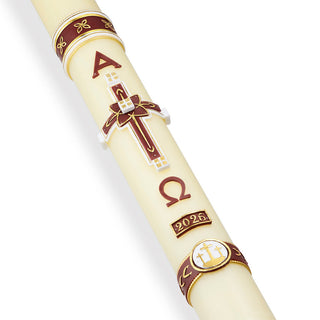 Unfailing Love Paschal Candle - 51% Beeswax - Burgundy - ROOT-PASCHAL-#80