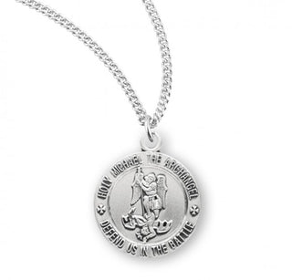 St Michael Round Sterling Silver Medal - S160018