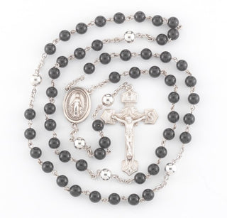 Genuine Onyx Sterling Silver Rosary - S760OX