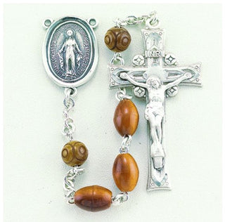 S904BN Brown Oval Cocoa Bead Rosary