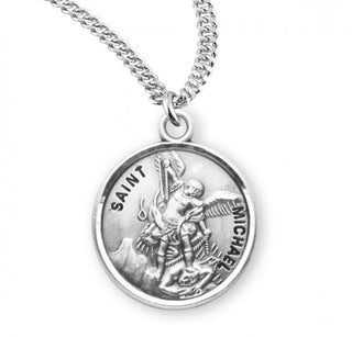 St Michael Round Sterling Silver Medal - S962220