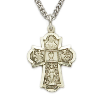1 Inch Sterling Silver Four Way Communion Medal - SM0659SH