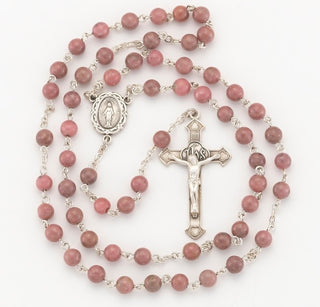 Round Genuine Rhodonite Rosary - SR1614