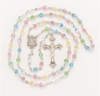 Round Multi Color Swarovski Crystal Rosary - SR560ML