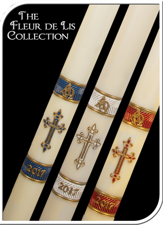 Fleur de Lis Blue Dadant Paschal Candle