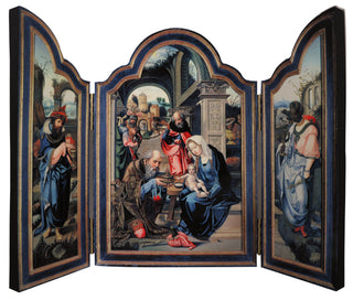 Trip-C6 Adoration of the Magi (Dark Blue) Tripytch Plaque