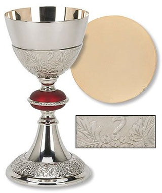 PCTS682 Grape Patterned with Red Node Chalice and Paten