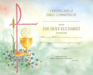 XD103 First Communion Certificate